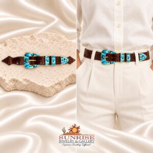 Sonoran Turquoise, Onyx And multicolor Opal inlay Gold Ranger Buckle