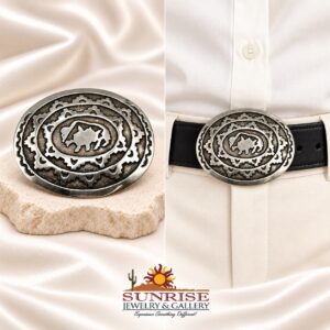 Hopi Heavy Gauge Sterling Silver Overlay Belt Buckle