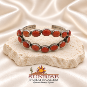 Coral Double-Row Oval Cuff Bracelet