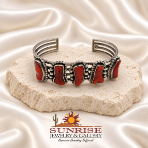Five-Stone Coral Cuff Bracelet