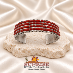 Coral Channel Inlay Cuff Bracelet