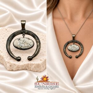 Paul Livingston Sterling Silver & White Buffalo Sandcast Naja Pendant