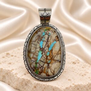 Large Boulder Turquoise Sterling Silver Pendant