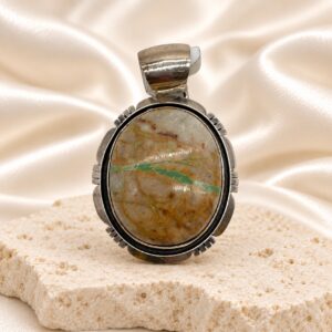 Boulder Turquoise Oval Sterling Silver Pendant