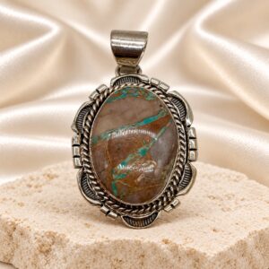 Boulder Turquoise Oval Sterling Silver Pendant