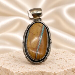 Oval Boulder Turquoise And Sterling Silver Pendant