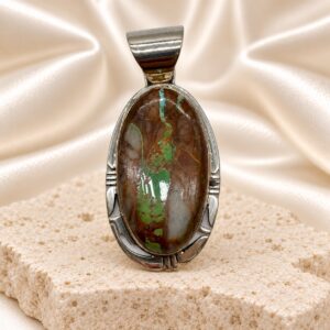 Oval Boulder Turquoise Silver Pendant