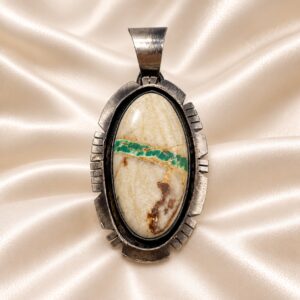Oval Boulder Royston Turquoise Sterling Silver Pendant