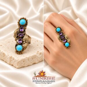 Navajo Sterling Silver, Amethyst, & Turquoise Women's Ring