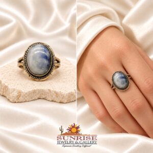 Navajo Sterling Silver & Moonstone Split Shank Ring