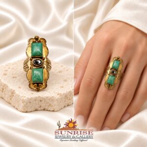 Navajo Sterling Silver, Easter Blue Turquoise & Garnet Ring