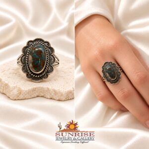 Navajo Sterling Silver & Cerillos Turquoise Split Shank Ring