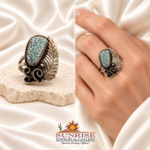 Navajo Sterling Silver & Spiderweb Turquoise Split-Shank Ring