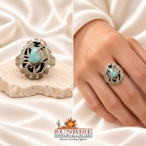 Hopi Sterling Silver & Dry Creek Turquoise Ring