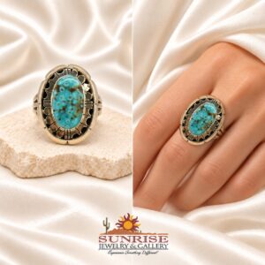 Navajo Sterling Silver & No. 8 Turquoise Split Shank Ring