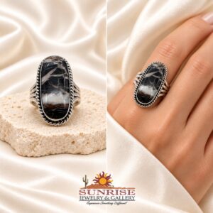 Navajo Sterling Silver & White Buffalo Quad Split Shank Ring