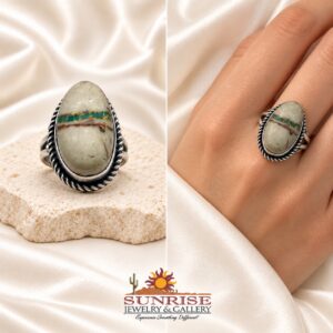 Navajo Sterling Silver & Boulder Turquoise Split Shank Ring