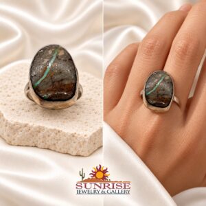 Navajo Sterling Silver & Boulder Turquoise Ring