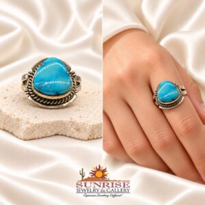Navajo Sterling Silver & Sleeping Beauty Turquoise Split Shank Ring