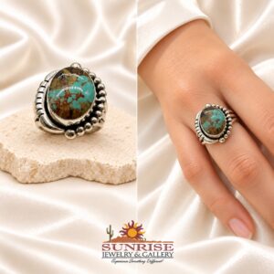 Navajo Sterling Silver & Boulder Turquoise Split Shank Ring