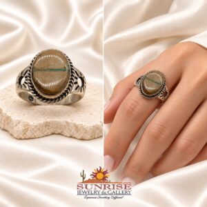 Navajo Sterling Silver & Boulder Turquoise Split Shank Ring