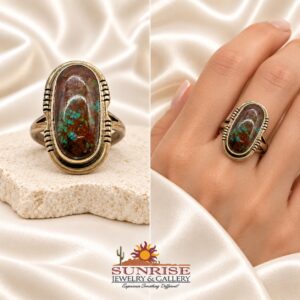 Navajo Sterling Silver & Boulder Turquoise Split Shank Ring