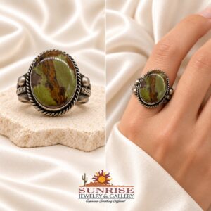 Navajo Sterling Silver & Boulder Turquoise Split Shank Ring