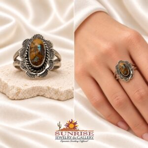 Navajo Sterling Silver & Boulder Turquoise Split Shank Ring