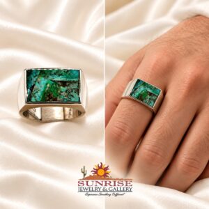 GL Miller Studio Sterling Silver & Turquoise Inlay Men's Ring