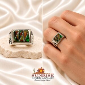 GL Miller Studio Sterling Silver & Opal Channel Inlay Ring