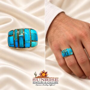GL Miller Studio Sterling Silver & Channel Set Turquoise Inlay Ring