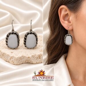 Sterling Silver & White Buffalo Dangle Earrings