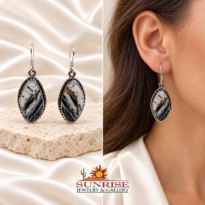Sterling Silver & White Buffalo Dangle Earrings