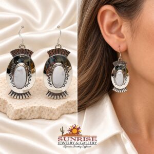 Navajo Sterling Silver & White Buffalo Silver Dangle Earrings