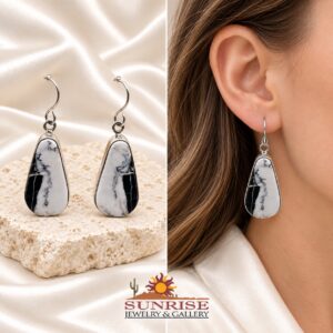 Sterling Silver & White Buffalo Dangle Earrings