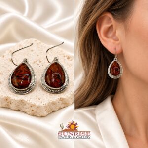 Sterling Silver & Pietersite Dangle Earrings
