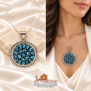 Sterling Silver & Kingman Turquoise Pendant Necklace