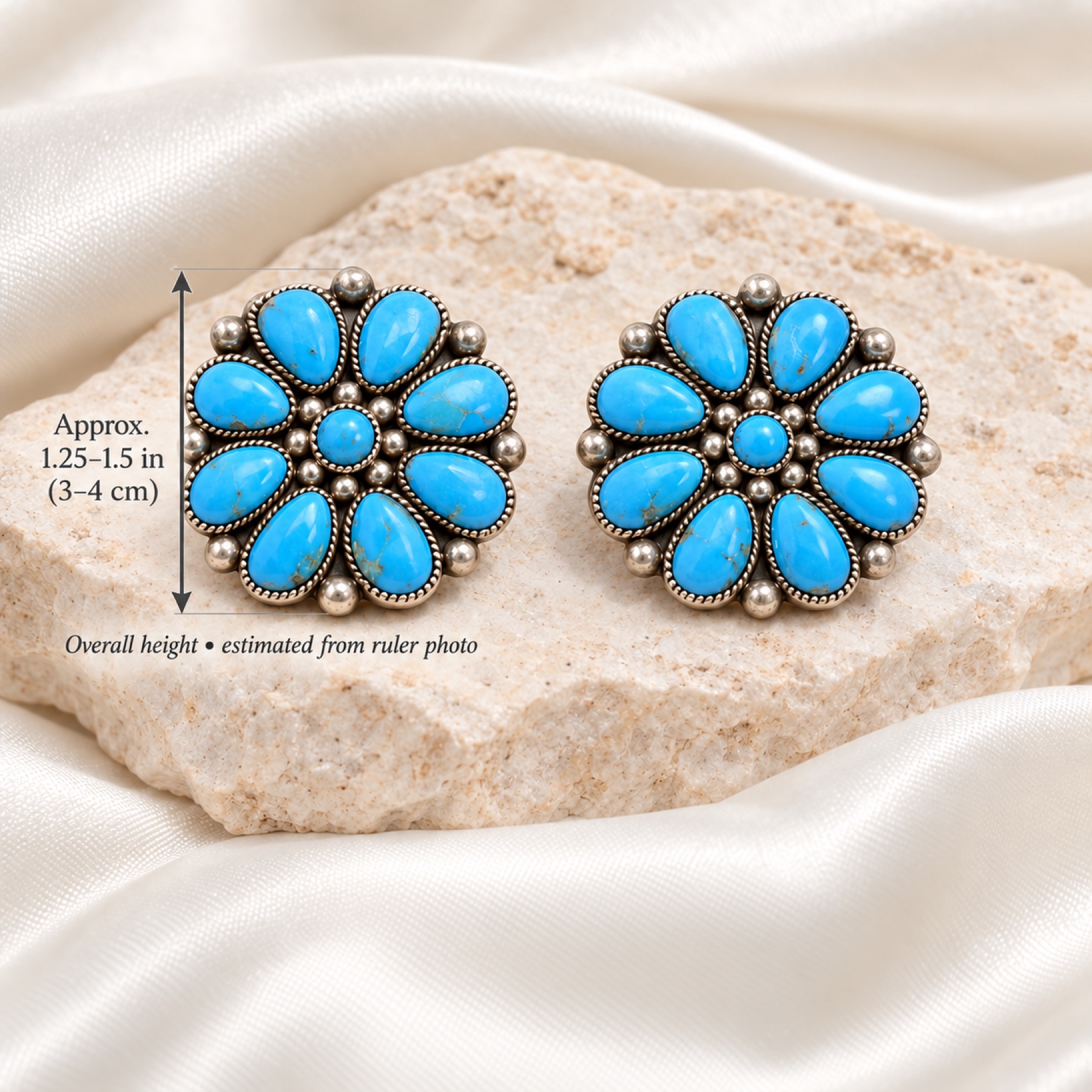 Blue Flower Cluster Stud Earrings