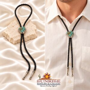 Blue-Green Matrix Stone Bolo Tie