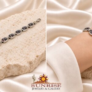 Coral Channel Inlay Oval Link Bracelet