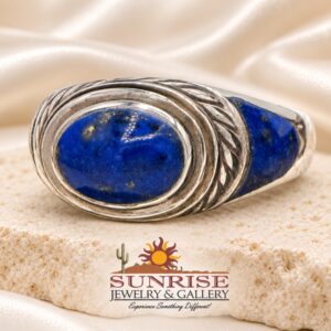 G.L. Miller Horizontal Oval Deep Blue Stone Ring