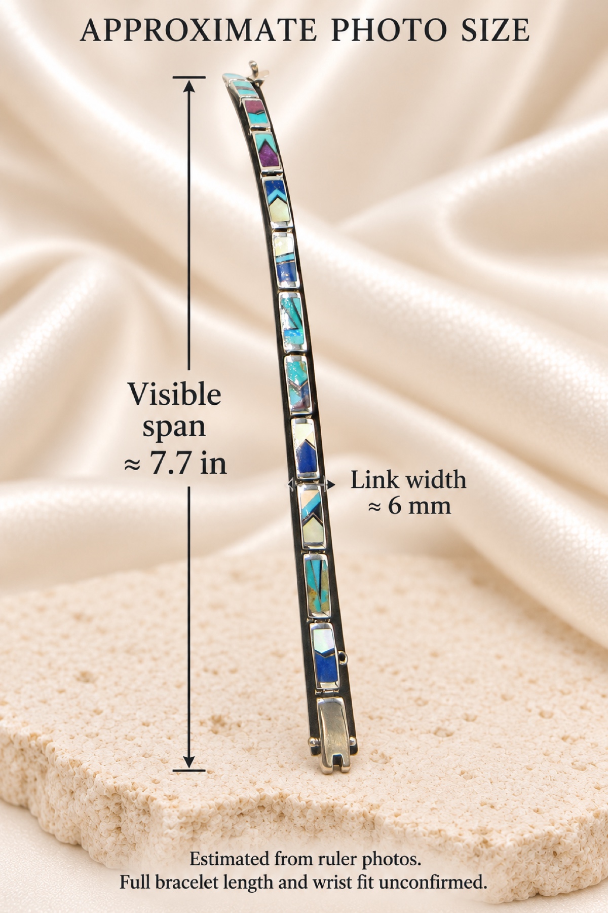 G.L. Miller Lapis Lazuli, Turquoise & Man Made Opal Inlay Link Bracelet