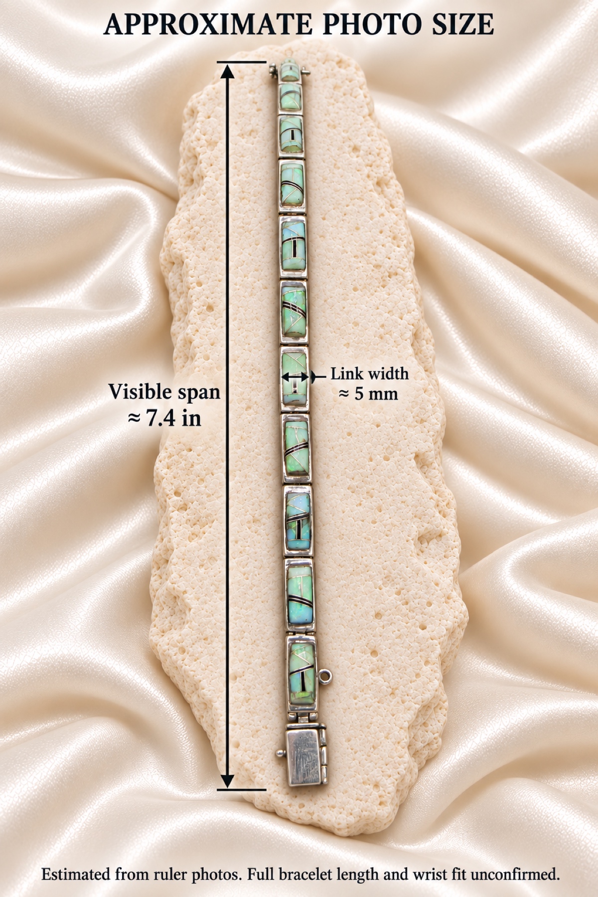 G.L. Miller Man Made Opal & Onyx Inlay Link Bracelet