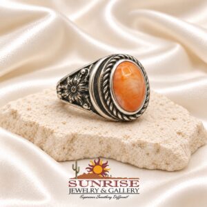 G.L. Miller Orange Spiny Oyster Oval Ring with Rope Border