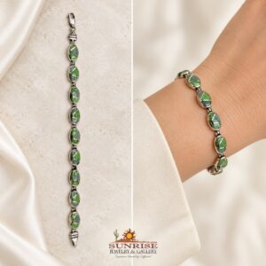 Gaspeite Channel Inlay Oval Link Bracelet
