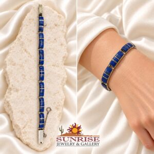 Lapis Lazuli Zigzag Inlay Link Bracelet
