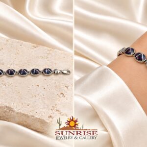 Man Made Opal Inlay Oval Link Bracelet