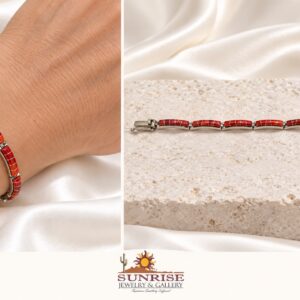 Red Spiny Oyster Channel Inlay Link Bracelet