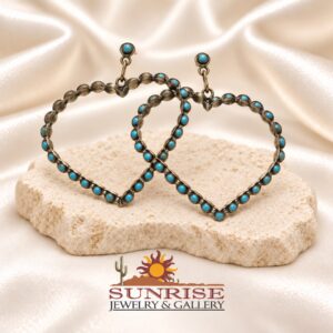 Turquoise Open Heart Hoop Post Earrings