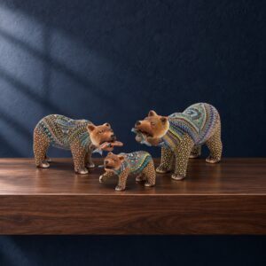 Fimo Clay Grizzly Bear Family